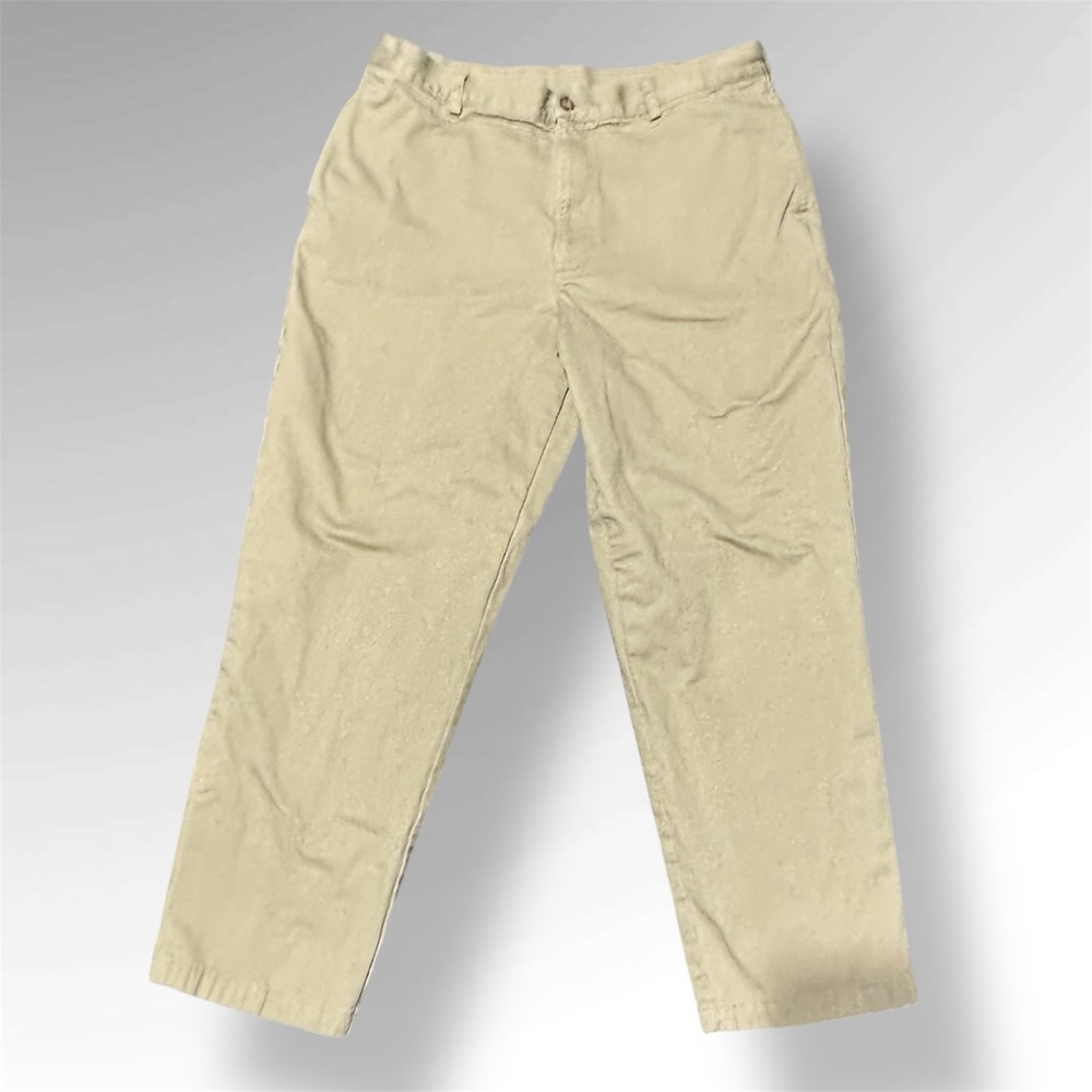 L.L. Bean Tan Chinos Natural Fit Cotton Flannel Lined Pants men 38x32